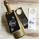 Champagne Bottle on it's side with printable bottle tags