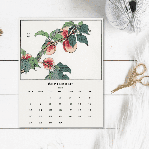 Japanese Art on a Printable Calendar