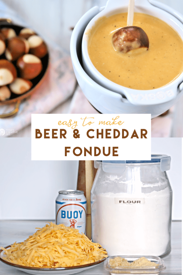 photo collage of cheese fondue