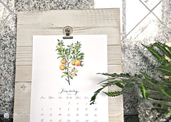 Clipboard with botanical calendar