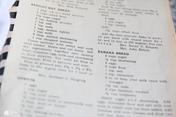 Recipes typed in old recipe book