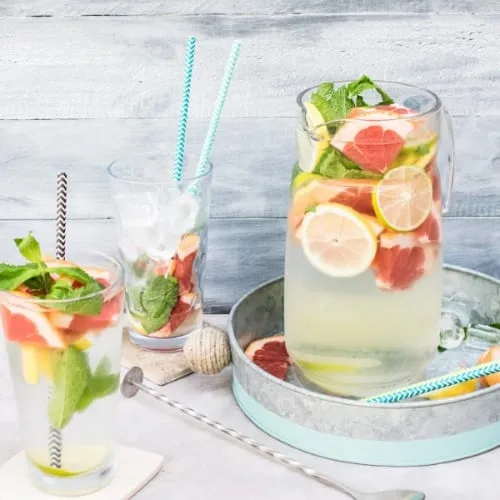 pitcher of infused water with fruits