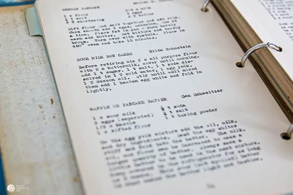 Recipe book with typed recipes