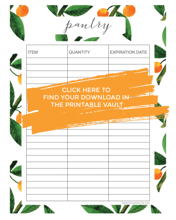 Pantry inventory sheet