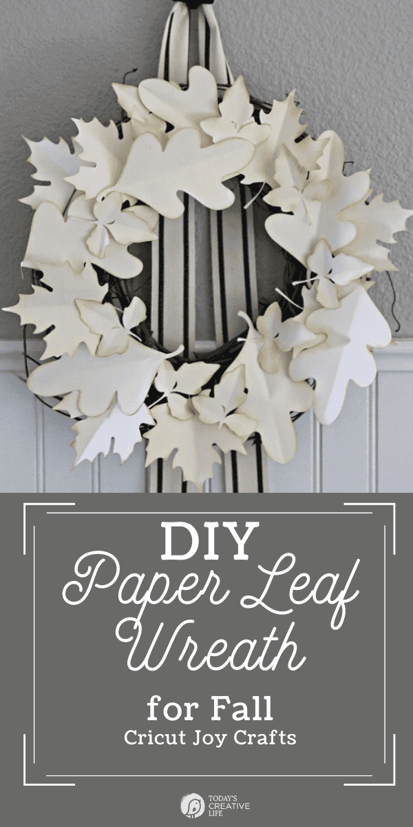 photo collage of a DIY paper leaf wreath 