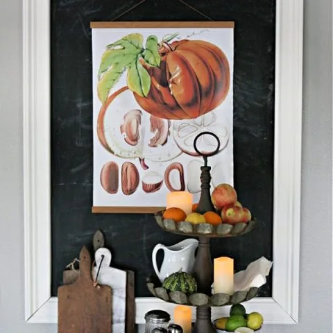 Pumpkin Fall Wall Art in a decorated Kitchen