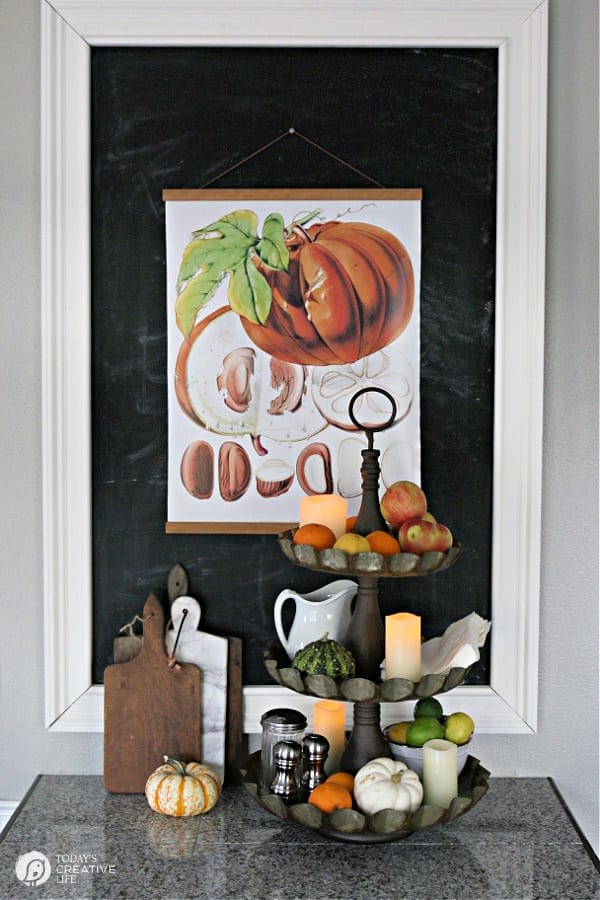 Pumpkin Fall Wall Art in a decorated Kitchen