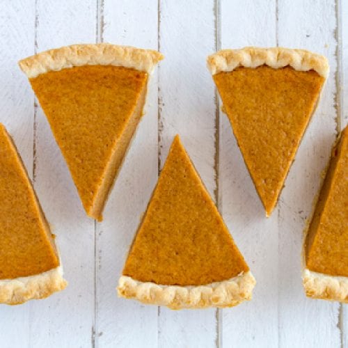 Slices of Pumpkin Pie in a row