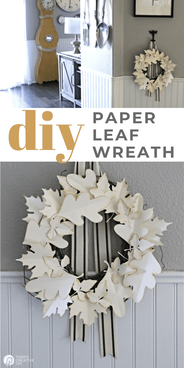 Photo Collage of diy paper leaf wreath