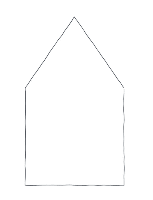 Gingerbread House Template. Outline shape of a gingerbread house