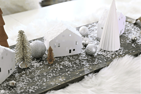 DIY Paper House set in a table centerpiece