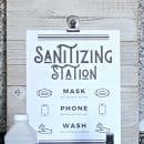 Printable instructions for sanitizing station