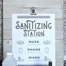 Printable instructions for sanitizing station