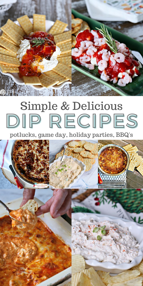 photo collage of easy dip recipes