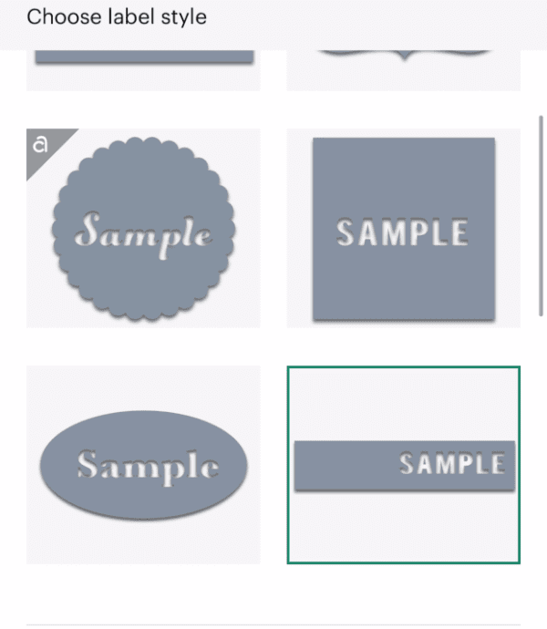 Cricut Joy Label choices