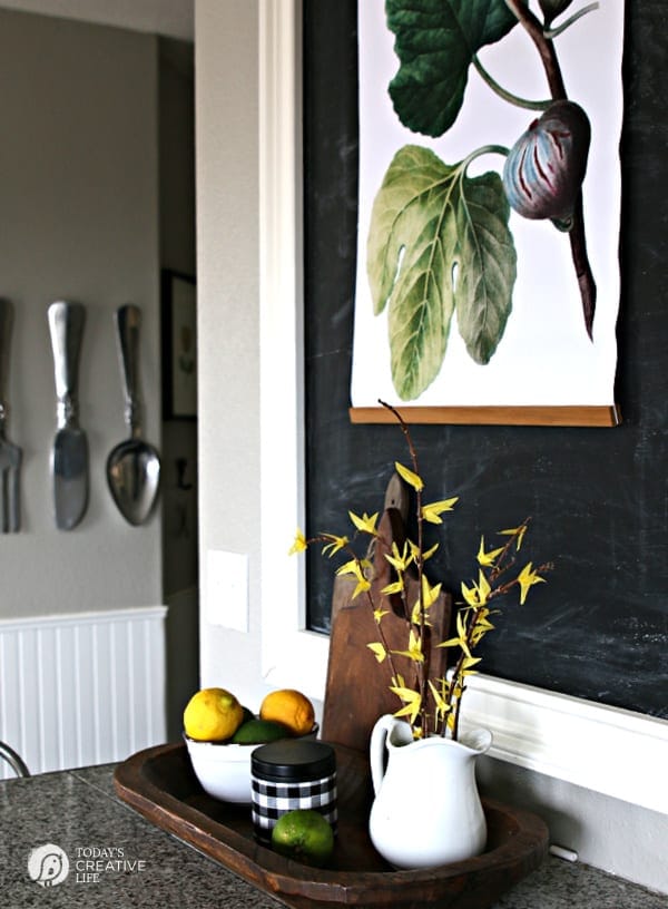 Decorated Kitchen for Spring with DIY Faux Forsythia Branches