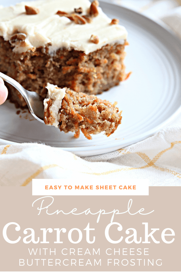 Carrot Cake Recipe with Pineapple Slice served on a white plate.