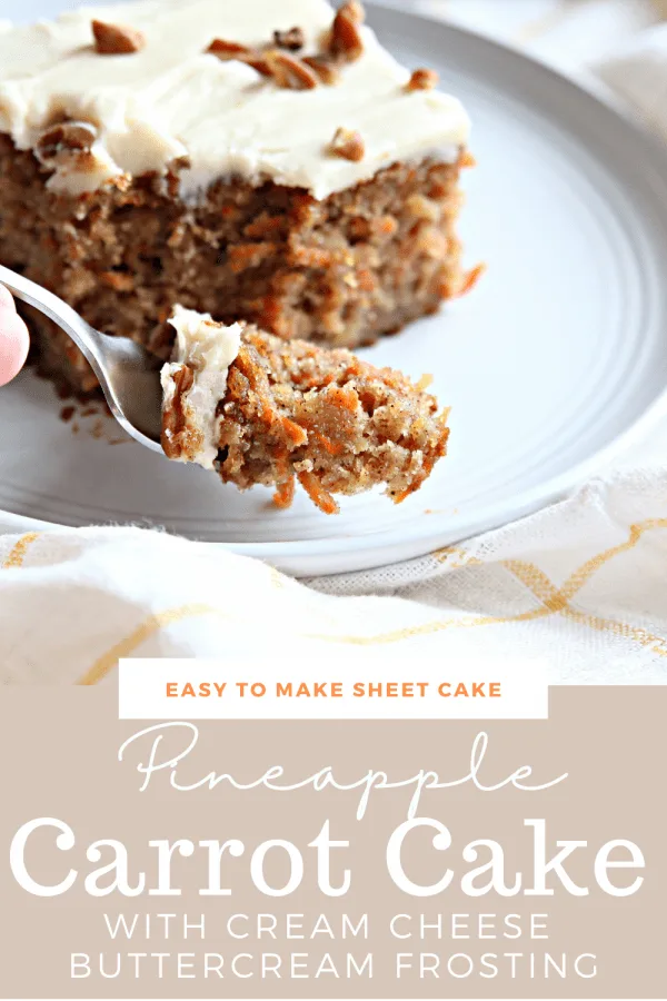 Carrot Cake Recipe with Pineapple Slice served on a white plate.