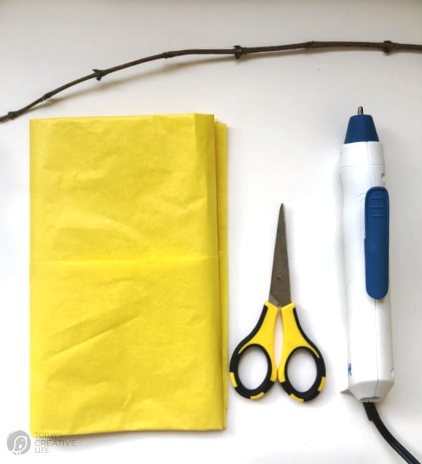 Supplies for making DIY Faux Forsythia Branches