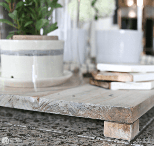 White Washed Wood Tray