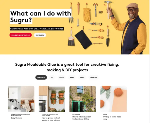 Sugru Website image