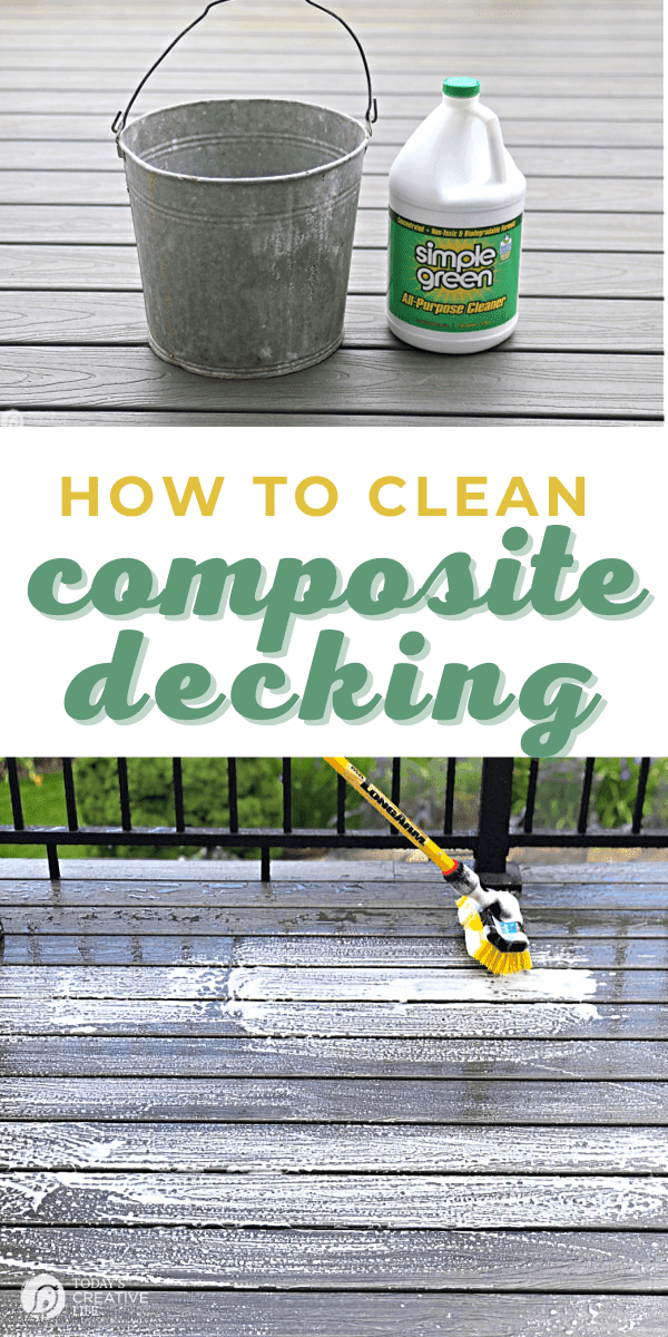 Cleaning a Composite Deck using a mild soap or detergent like Simple Green.