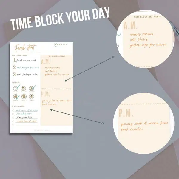Time blocking tips for organizing your day. Jackpine Jones Planner Notepad