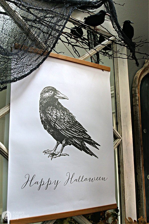 diy halloween decor ideas using DIY poster wall art.