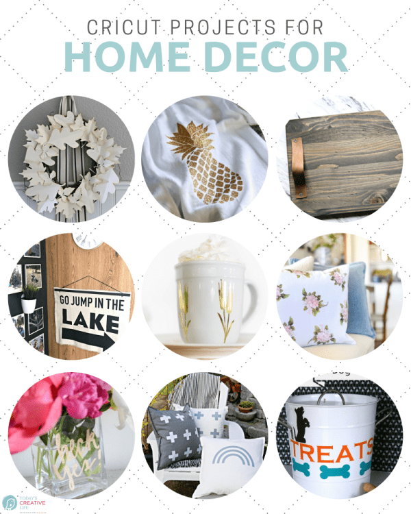 Cricut Projects for Home Decor photo collage in a circle grid