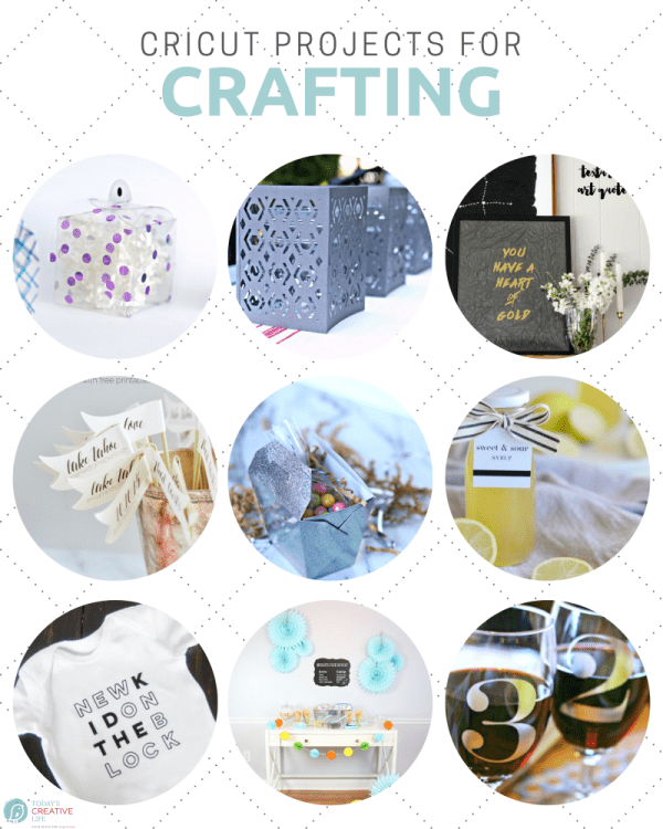 Photo collage of crafts made by a cricut cutting machine