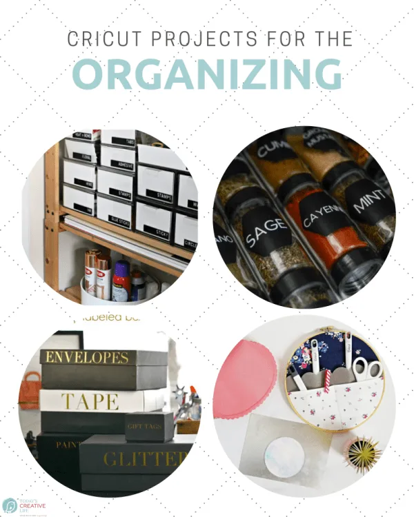 Photo collage of Cricut Organizing Projects