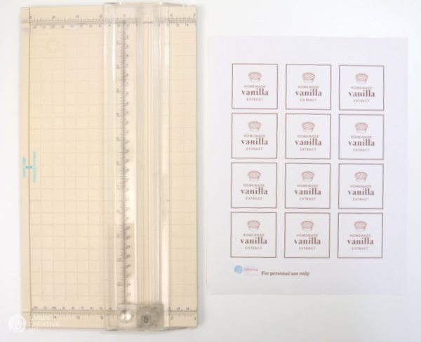 Paper trimmer with sheet of labels