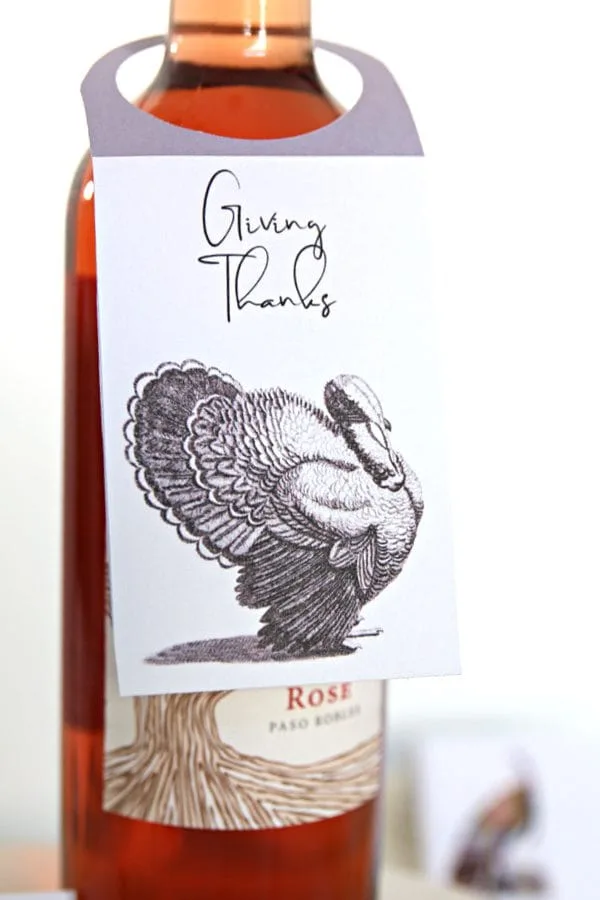 Printable Wine Bottle tag for Thanksgiving