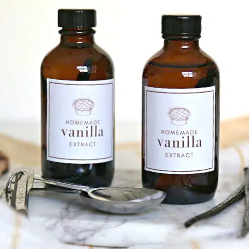 Recipe for Homemade Vanilla Extract - 2 brown bottles with vanilla extract
