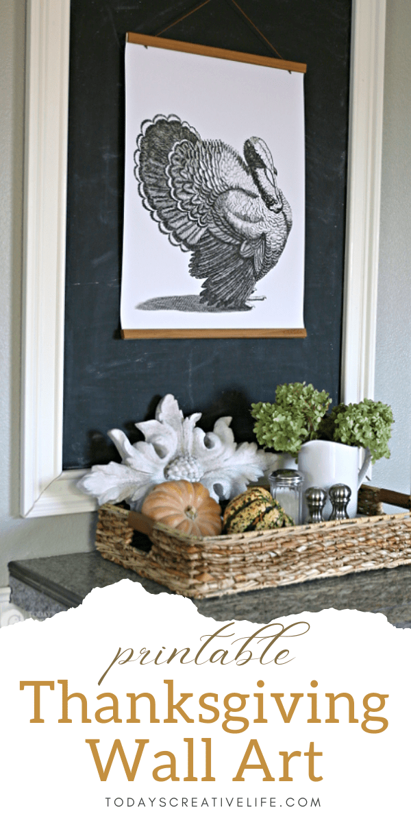 Thanksgiving Printable Wall Art of a sketched turkey.