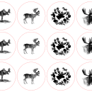 black and white gift tags Reindeer and Moose