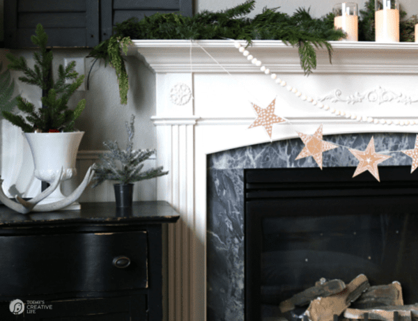 Gingerbread Decor for Christmas - star banner hanging from mantel