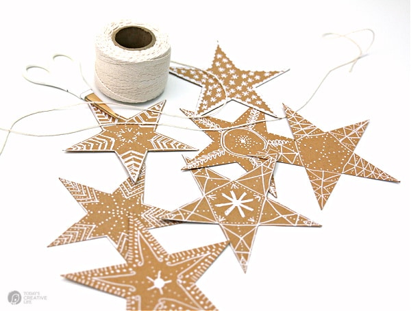Brown star garland Gingerbread Decor for Christmas