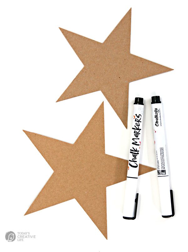 2 brown stars with 2 chalk marker pens
