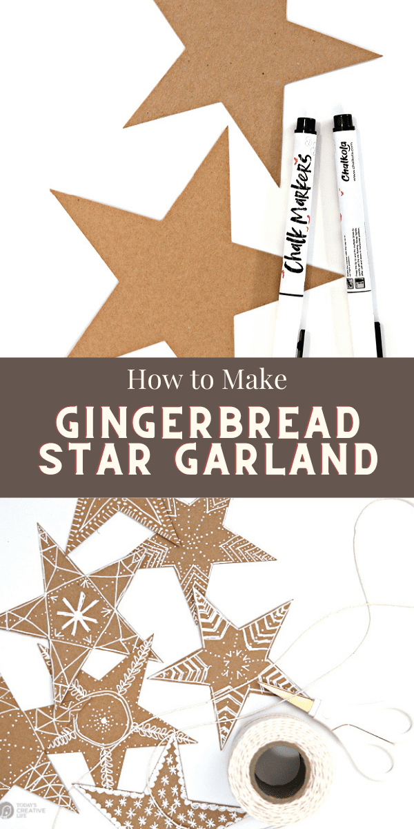 photo collage of starts cut from brown paper for making gingerbread designs. Gingerbread decor for Christmas | Easy Christmas DIY Decor
