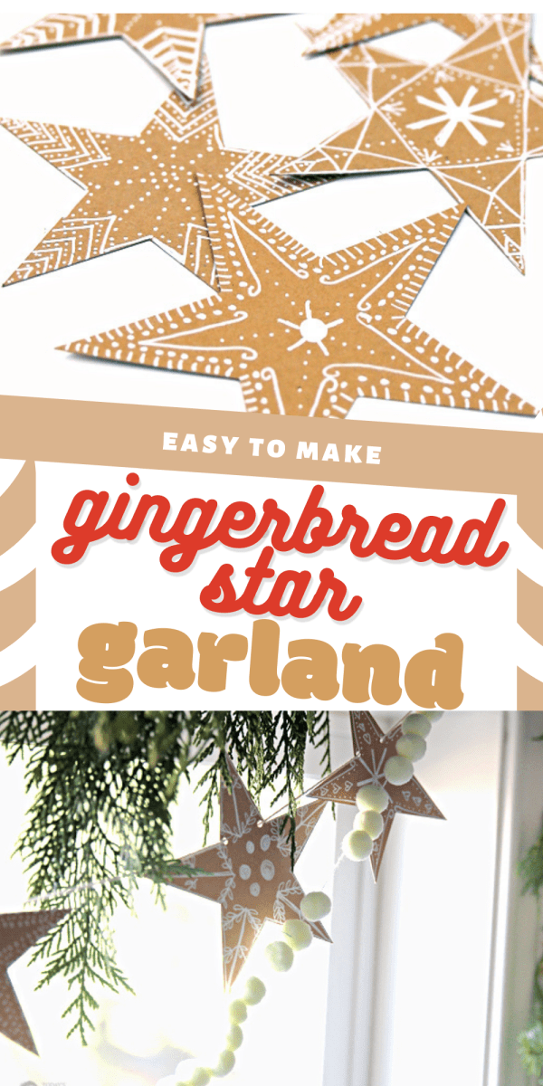 Gingerbread Decor for Christmas photo collage of brown paper stars for garland