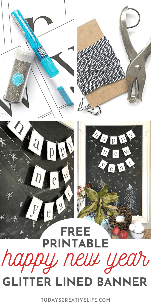 photo collage for printable happy new year banner supplies