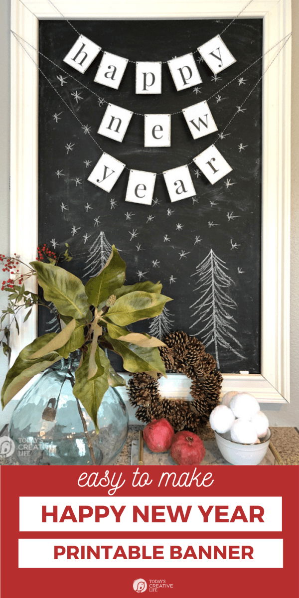 photo collage of a printable Happy New Year banner