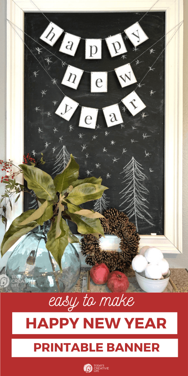 photo collage of a printable Happy New Year banner