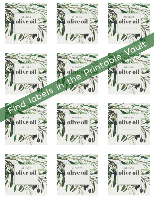 sheet of labels for how to infuse olive oil