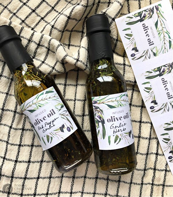 Infused Olive Oil with homemade labels