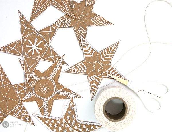 brown paper stars for gingerbread decor for Christmas
