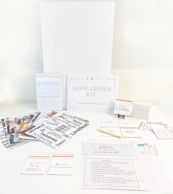Vision Board Kit contents for reaching goals.