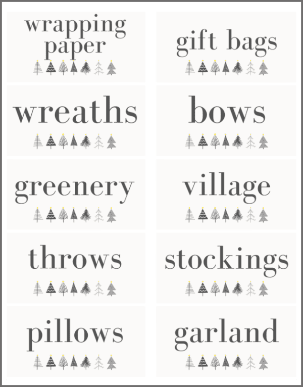 Organizing for Christmas printable storage labels