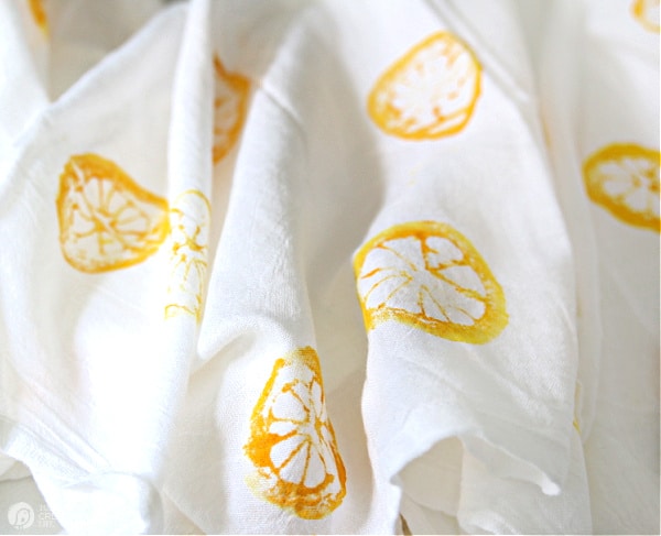 Lemon Block Print Stamping on Fabric
